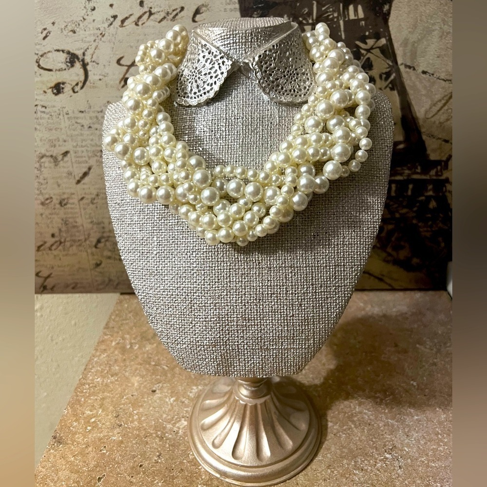 PEARL IMITATION ELEGANT MULTILAYER NECKLACE - Picture 2 of 7